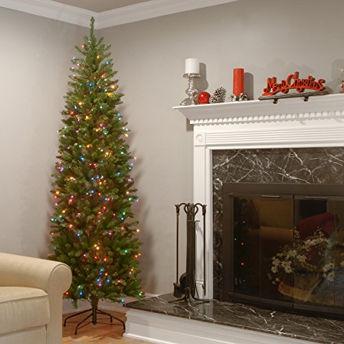 6.5-Foot Kingswood Fir Pre-Lit Slim Christmas Tree by Nationwide Tree Firm, Inexperienced with Multicolor Lights, Consists of Stand