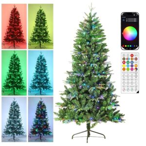 7ft Pre-Lit Synthetic Christmas Tree with 400 App-Managed Multi-Shade RGB LED Lights, 1299 Department Ideas, Straightforward Meeting, Very best for House and Outside Use