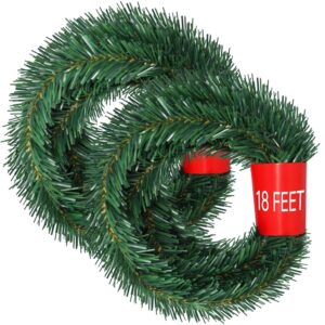 DearHouse 40-Foot Christmas Garland – 2 Strands of Synthetic Pine Greenery for Vacation Weddings, Events, and Indoor/Outside Decorations for Stairs and Fireplaces