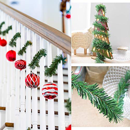 DearHouse 40-Foot Christmas Garland - 2 Strands of Synthetic Pine Greenery for Vacation Weddings, Events, and Indoor/Outside Decorations for Stairs and Fireplaces