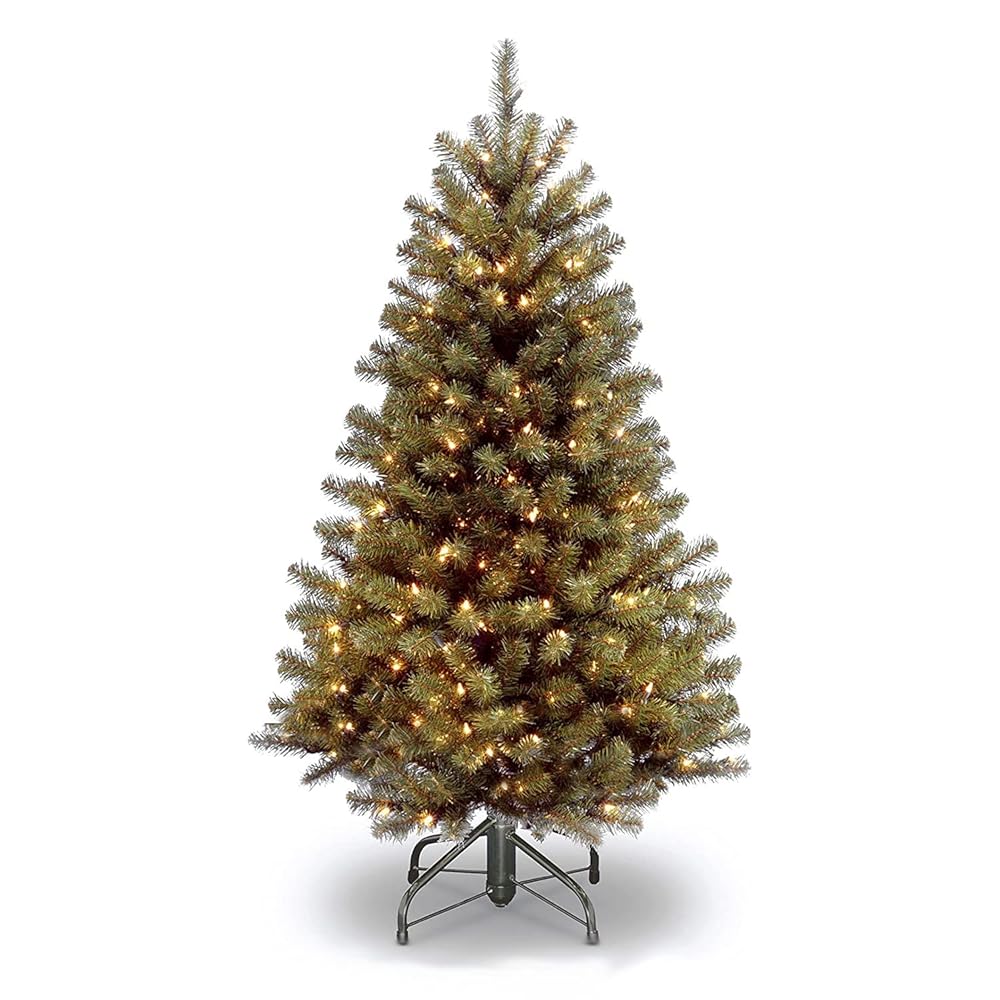 Nationwide Tree Firm 4.5-Foot Pre-Lit Synthetic Full Christmas Tree in Inexperienced, North Valley Spruce with White Lights and Stand Included