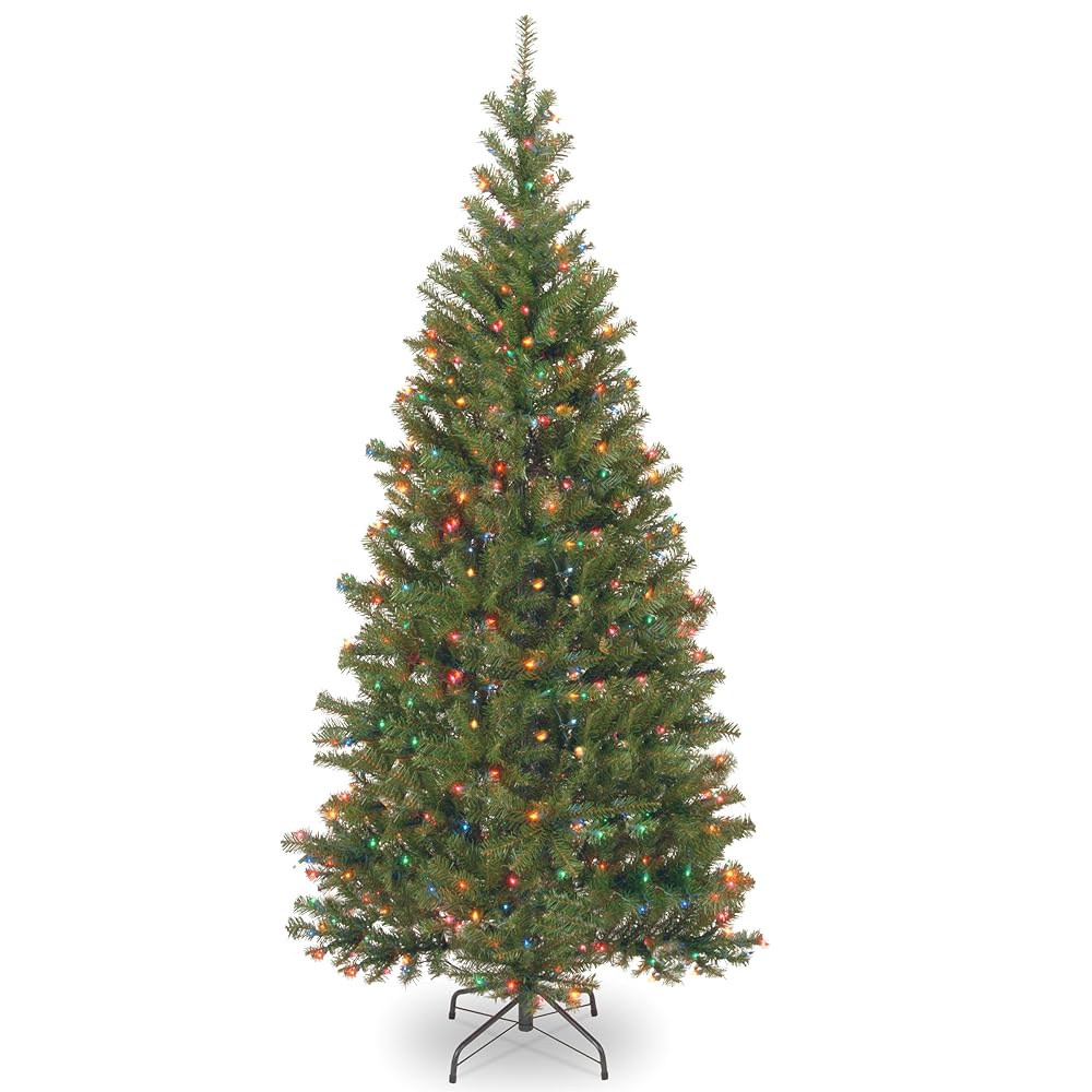 Nationwide Tree Firm 6-Foot Pre-Lit Slim Synthetic Christmas Tree in Inexperienced Aspen Spruce with Multicolor Lights and Stand Included