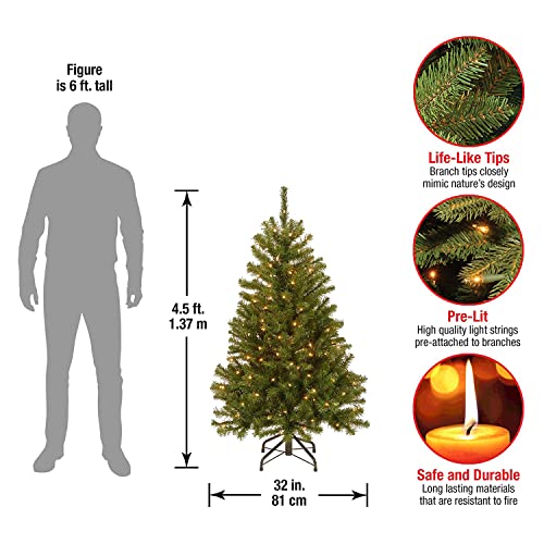 Nationwide Tree Firm 4.5-Foot Pre-Lit Synthetic Full Christmas Tree in Inexperienced, North Valley Spruce with White Lights and Stand Included