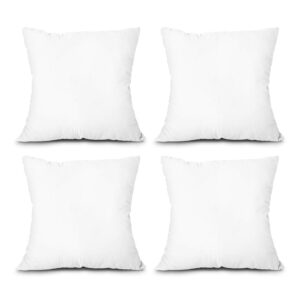 Set of 4 EDOW Light-weight Down Various Polyester Throw Pillow Inserts, 18×18 White Sofa Cushions, Sham Stuffers, Machine Washable